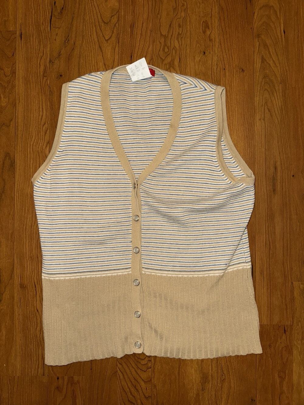 Esprit Women’s Pearl Snap Western Sweater Vest 90s y2k striped medium
